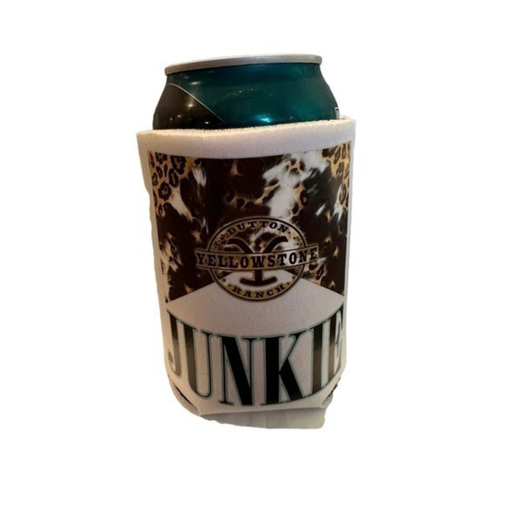Yellowstone junkie‎ can koozie white